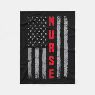 Nurse Distressed American Flag Design Nursing Fleece Blanket