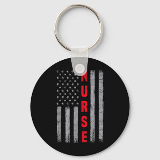 Nurse Distressed American Flag Design Nursing Keychain