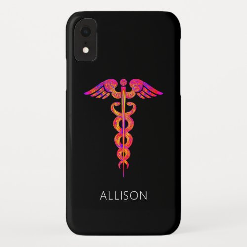 Nurse Doctor Colorful Medical Caduceus Customized iPhone XR Case