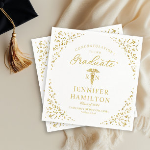 Nurse Doctor Graduation Elegant Gold White Napkins