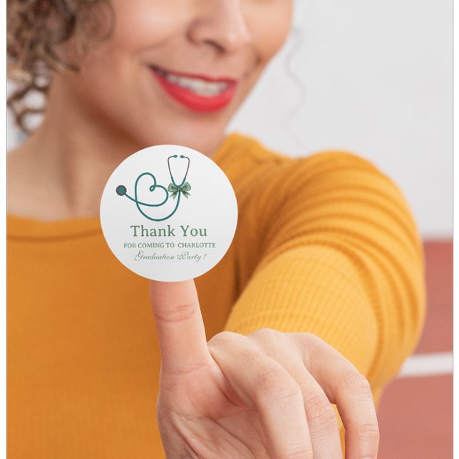  Nurse Doctor Graduation Party Thank You Favor Classic Round Sticker (Creator Uploaded)