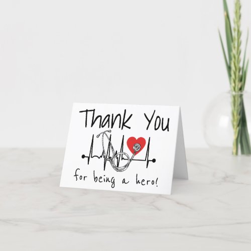 Nurse Doctor Heart Stethoscope Nursing Health Care Thank You Card