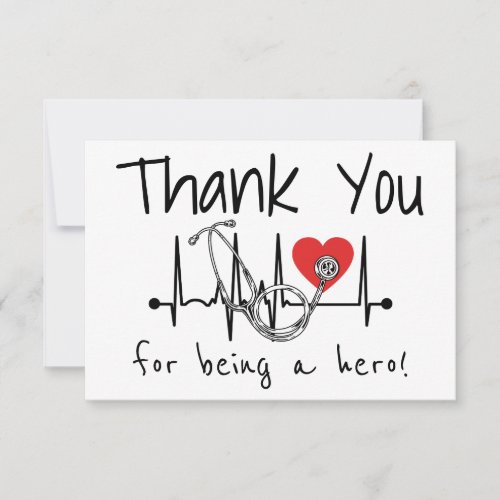 Nurse Doctor Heart Stethoscope Nursing Health Care Thank You Card