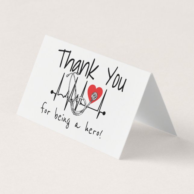 Nurse Doctor Heart Stethoscope Nursing Thank You Business Card (Front)
