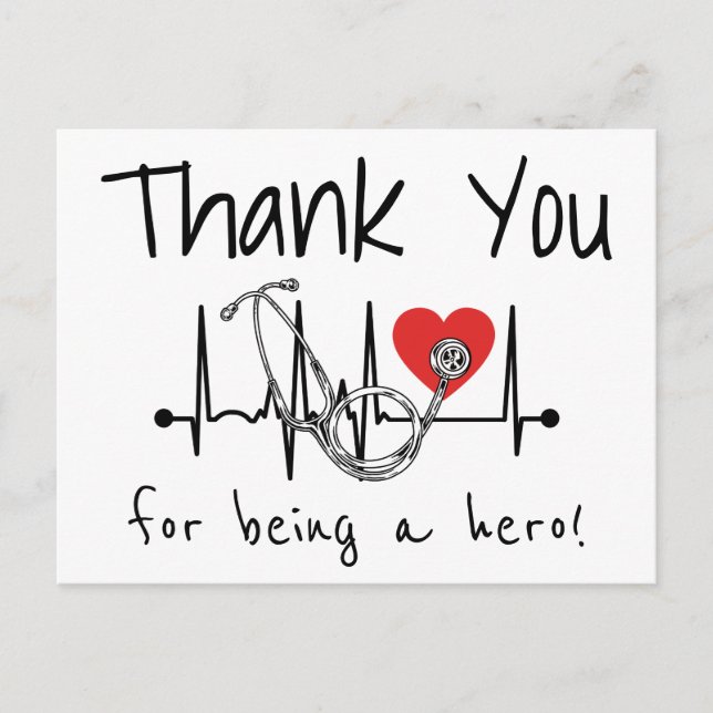 Nurse Doctor Heart Stethoscope Nursing Thank You Postcard (Front)
