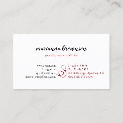 Nurse Doctor Hospital Business Card