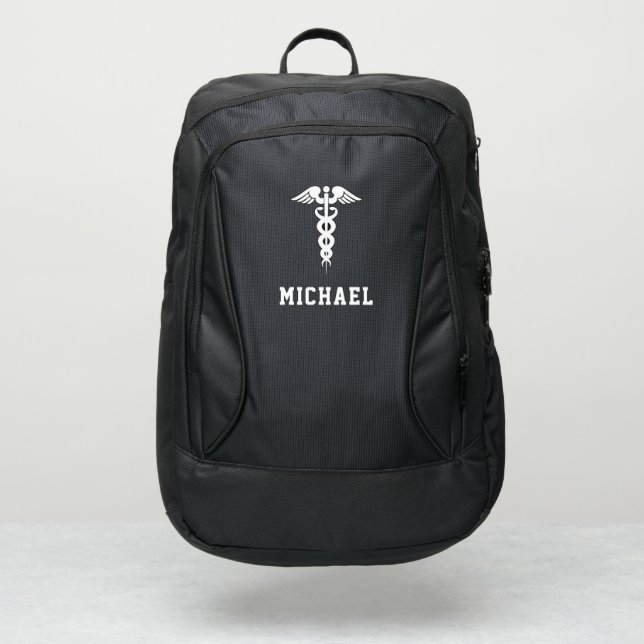 Nurse Doctor Medical Caduceus Custom Name Port Authority® Backpack (Front)