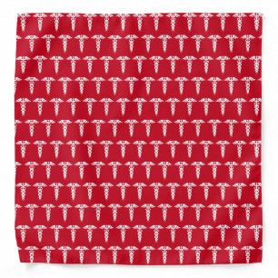 Nurse Doctor Medical Caduceus Pattern Custom Red Bandana