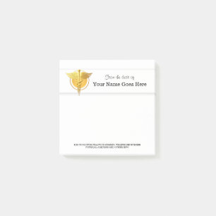 Nurse Doctor Medical caduceus symbol gold white Post-it Notes