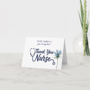 Nurse Doctor Medical flowre Stethoscope Nursing   Letterpress Thank You Card