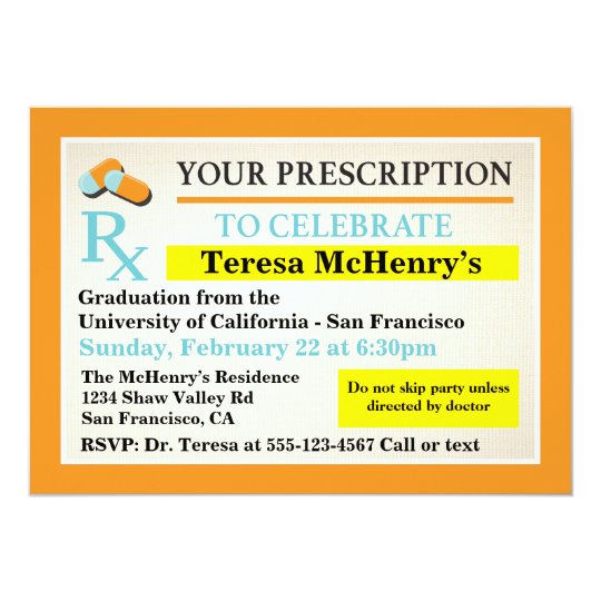 Nurse Doctor Medical Graduation Prescription label Invitation | Zazzle.com