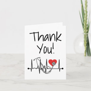 Nurse Doctor Medical Heart Stethoscope Nursing Letterpress Thank You Card
