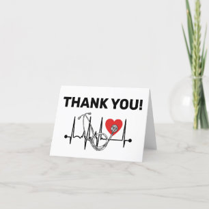 Nurse Doctor Medical Heart Stethoscope Nursing Letterpress Thank You Card