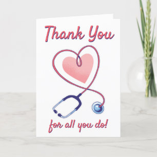 Nurse Doctor Medical Heart Stethoscope Nursing Letterpress Thank You Card