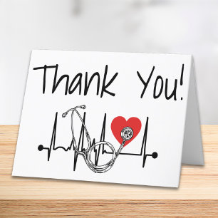 Nurse Doctor Medical Heart Stethoscope Nursing Letterpress Thank You Card