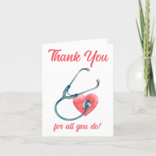Nurse Doctor Medical Heart Stethoscope Nursing Letterpress Thank You Card