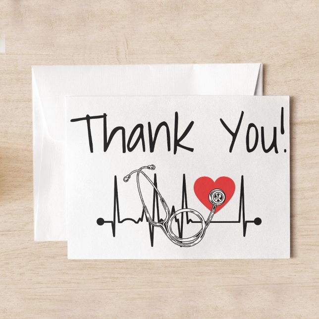 Nurse Doctor Medical Heart Stethoscope Nursing Thank You Card (Creator Uploaded)