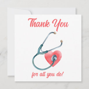 Nurse Doctor Medical Heart Stethoscope Nursing Thank You Card