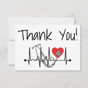 Nurse Doctor Medical Heart Stethoscope Nursing Thank You Card