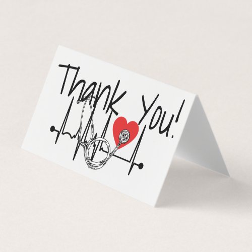 Nurse Doctor Medical Heart Stethoscope Thank You Business Card