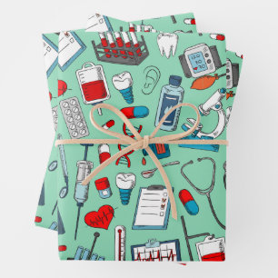 Nurse, Doctor, Medical Professional Themed Wrapping Paper Sheets