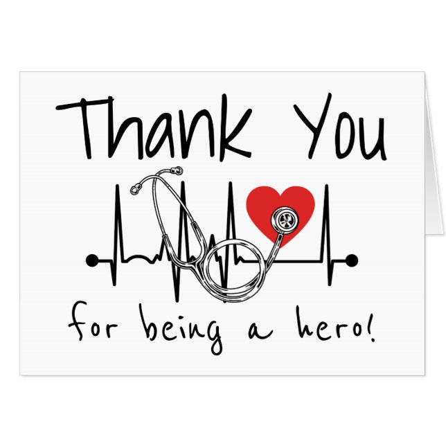 Nurse Doctor Stethoscope Health Care Thank You Card (Front Horizontal)