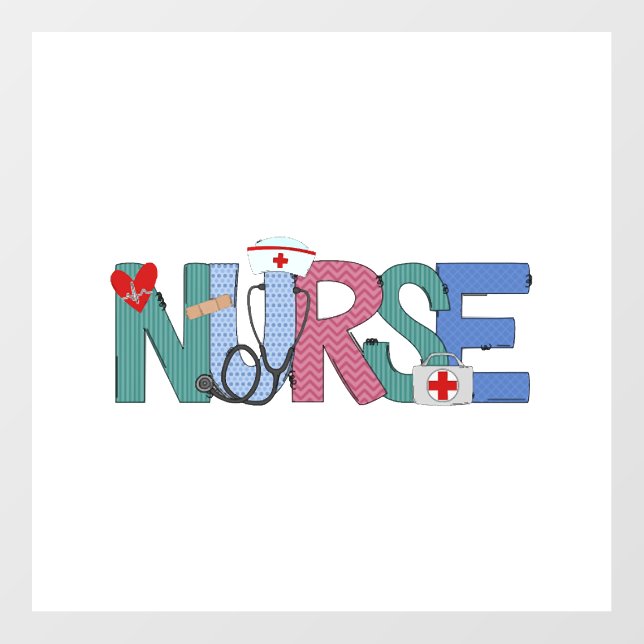 Nurse Doodle Life Heart Motivational Help Wall Decal (Front)