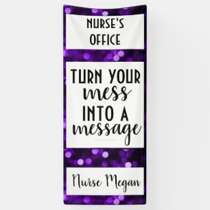 Nurse Door Decor; Purple Bokeh; Mess Into Message Banner