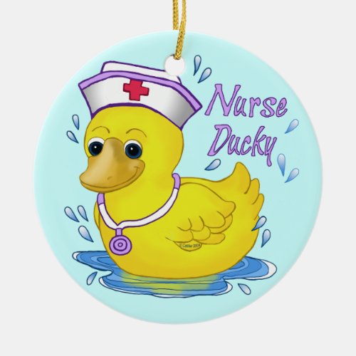 Nurse Ducky Ceramic Ornament