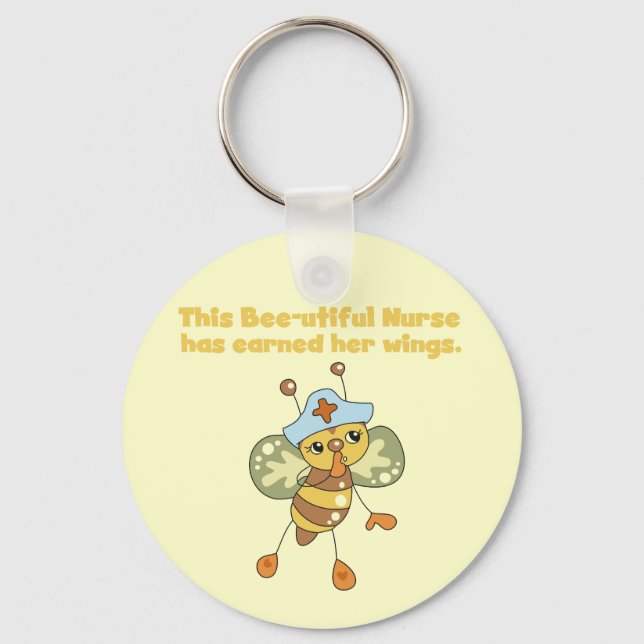 Nurse Earned Her Wings T-shirts and Gifts Keychain (Front)