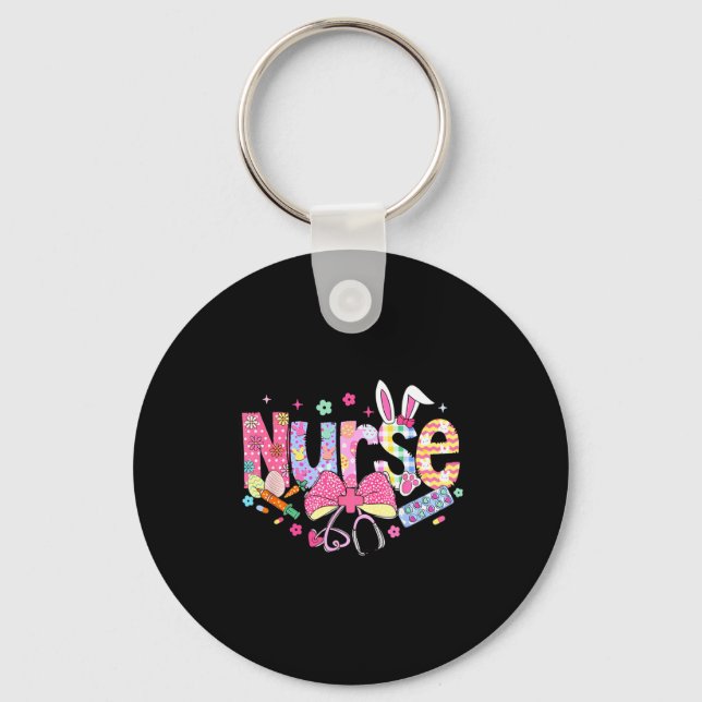Nurse Easter Day Cute Coquette Stethoscope Nursing Keychain (Front)