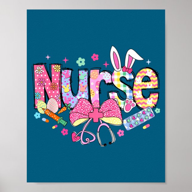 Nurse Easter Day Cute Coquette Stethoscope Nursing Poster (Front)