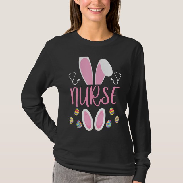 Nurse Easter Egg Hunting Rabbit Rn Easter Day Bunn T-Shirt (Front)