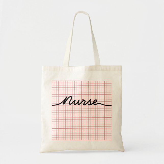 nurse ecg ekg rhythm strip cardiac tote bag (Front)