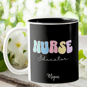 Nurse Educator Groovy Retro Nursing Teacher Two-Tone Coffee Mug