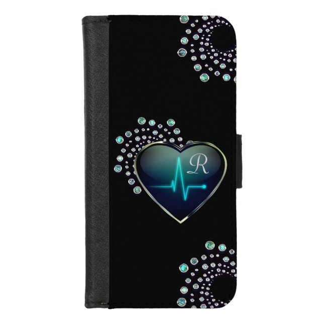 Nurse EKG heart and jewel iPhone Wallet Case (Front)