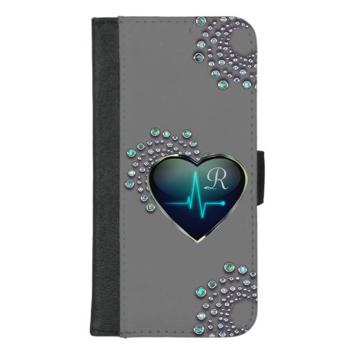 Nurse EKG heart and jewel iPhone 87 Plus Wallet Case