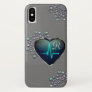 Nurse EKG line heart and jewel gray black silver iPhone X Case