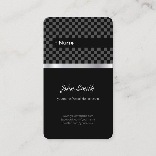Customizable Nurse - Elegant Black Checkered Business Card Templates