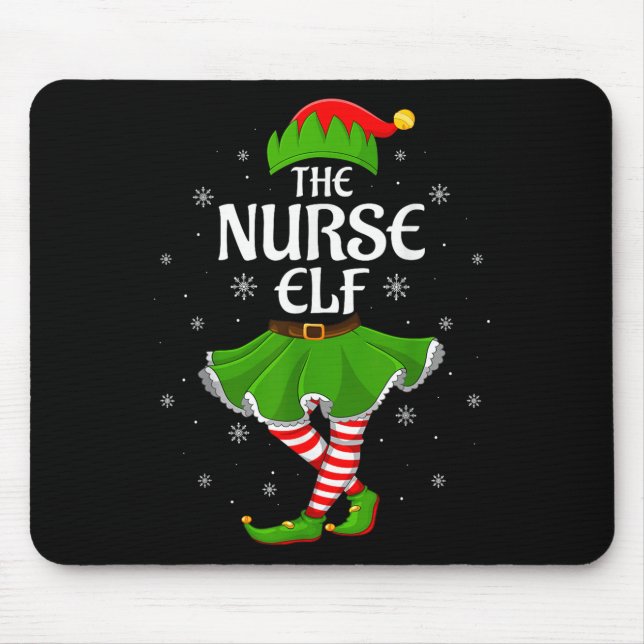 Nurse Elf Christmas Family Girls Women Elf Squad X Mouse Pad (Front)