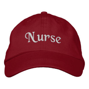 Nurse Embroidered Baseball Hat   Red Cap