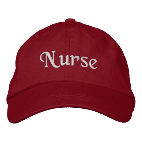 Nurse Embroidered Baseball Hat  Red Cap