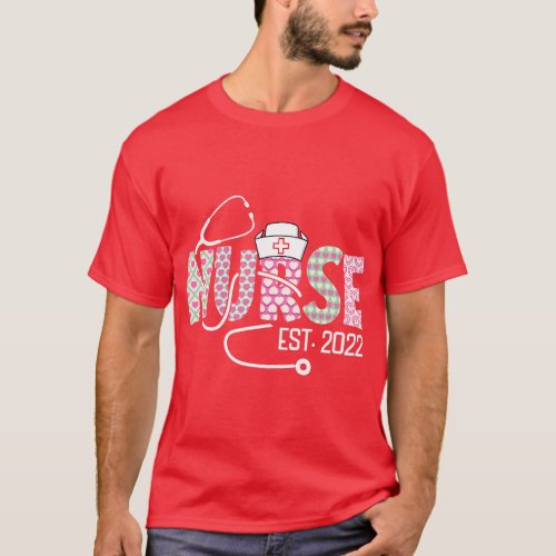 Nurse Est 2022 Graduation Stethoscope Nursing Grad T_Shirt