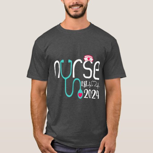 Nurse Est 2024 RN Nursing School Graduation Gradua T_Shirt