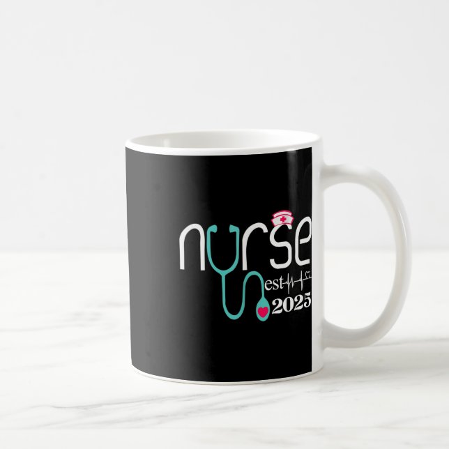 Nurse Est 2025 Rn Nursing School Graduation Gradua Coffee Mug (Right)