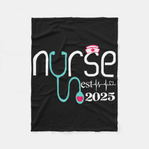 Nurse Est 2025 Rn Nursing School Graduation Gradua Fleece Blanket