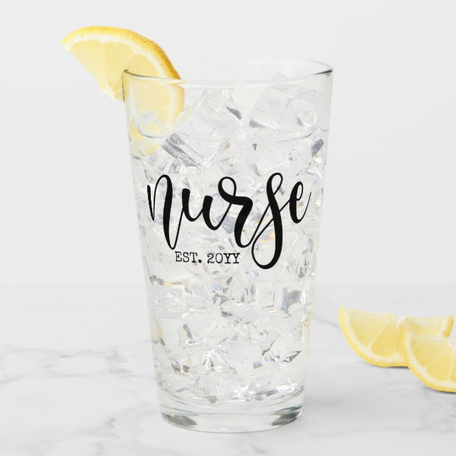 Nurse Est Custom Year Student Nurse RN graduation Glass (Front Ice)