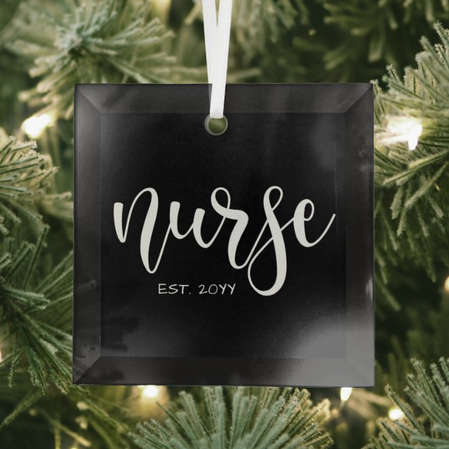 Nurse Est Custom Year Student Nurse RN graduation Glass Ornament (Insitu)