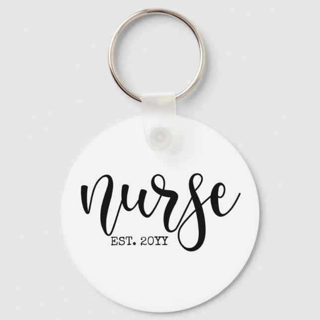 Nurse Est Custom Year Student Nurse RN graduation Keychain (Front)