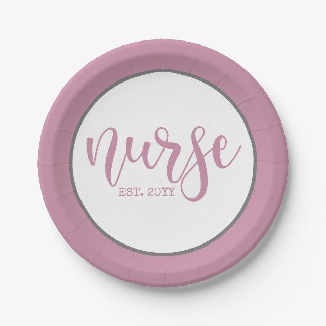 Nurse Est Custom Year Student Nurse RN graduation Paper Plates (Front)